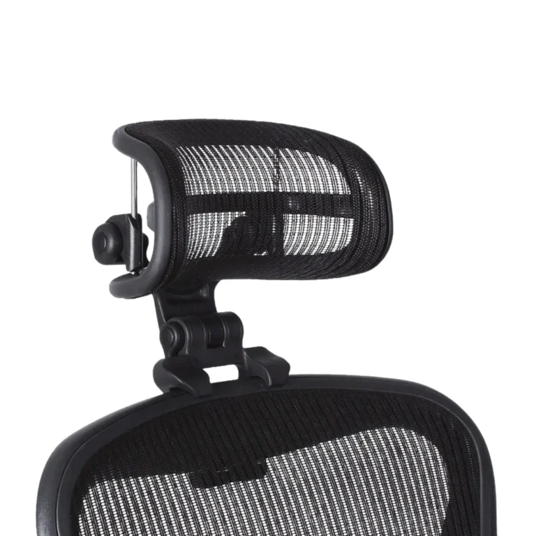 close up image of aftermarket headrest for classic herman miller aeron chair
