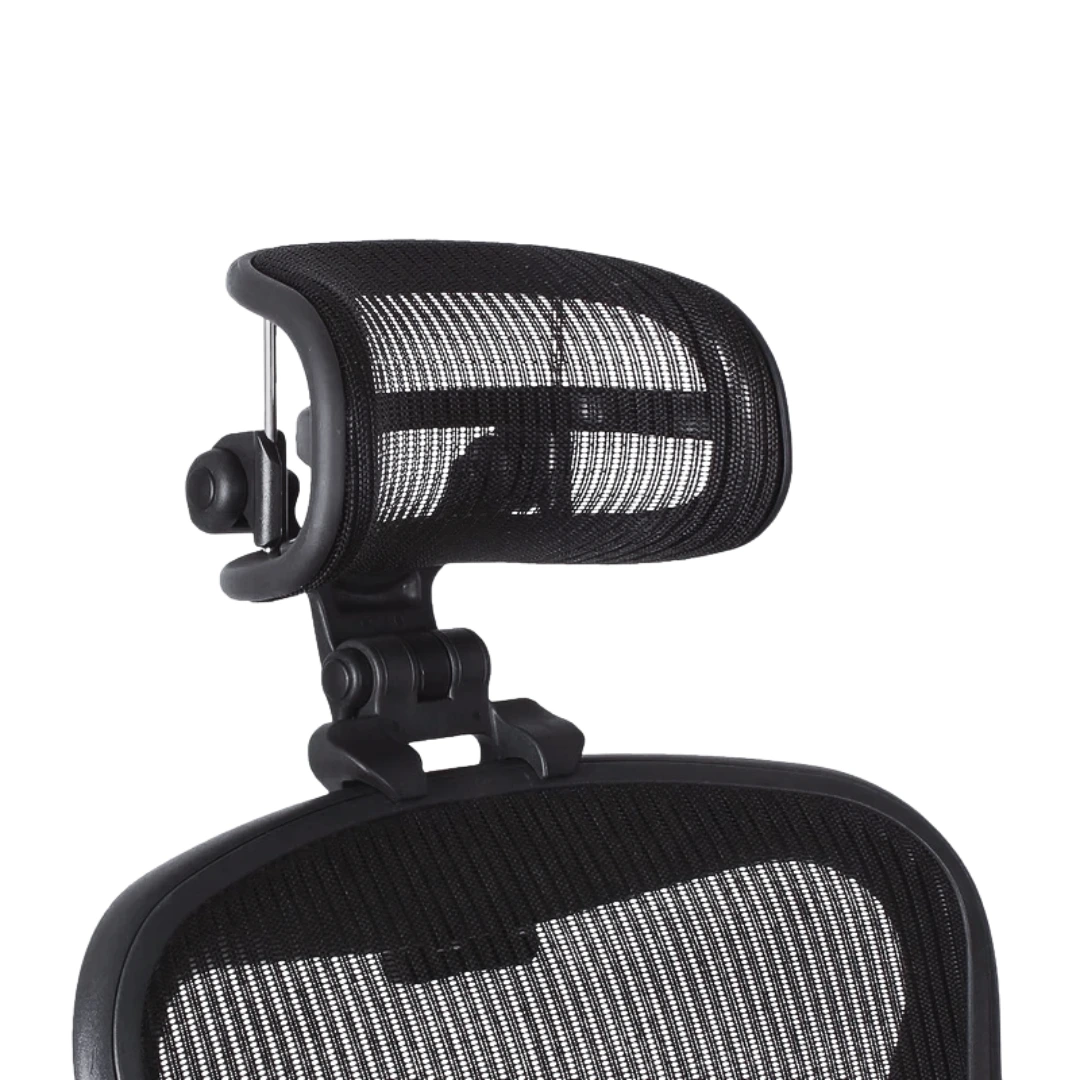 close up image of aftermarket headrest for classic herman miller aeron chair