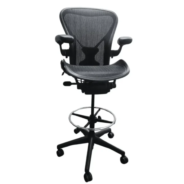 herman miller aeron drafting chair with posture fit front view nulife chairs