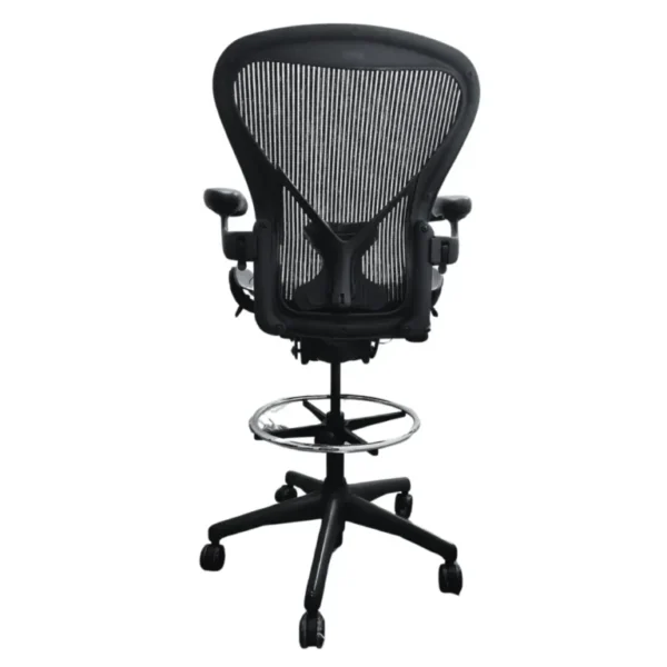 rear view of herman miller aeron drafting chair with posture fit