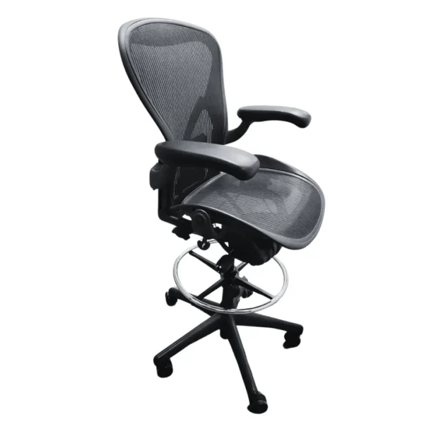 left view of herman miller aeron drafting chair with posture fit