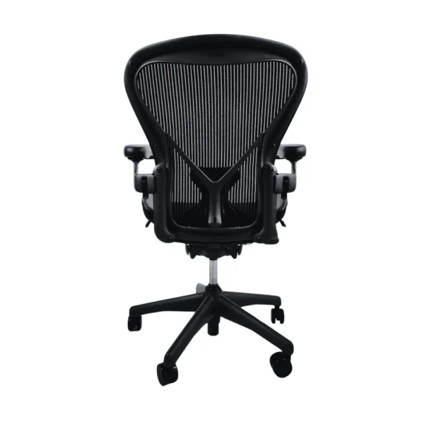 back view of herman miller aeron with posture fit support black size b