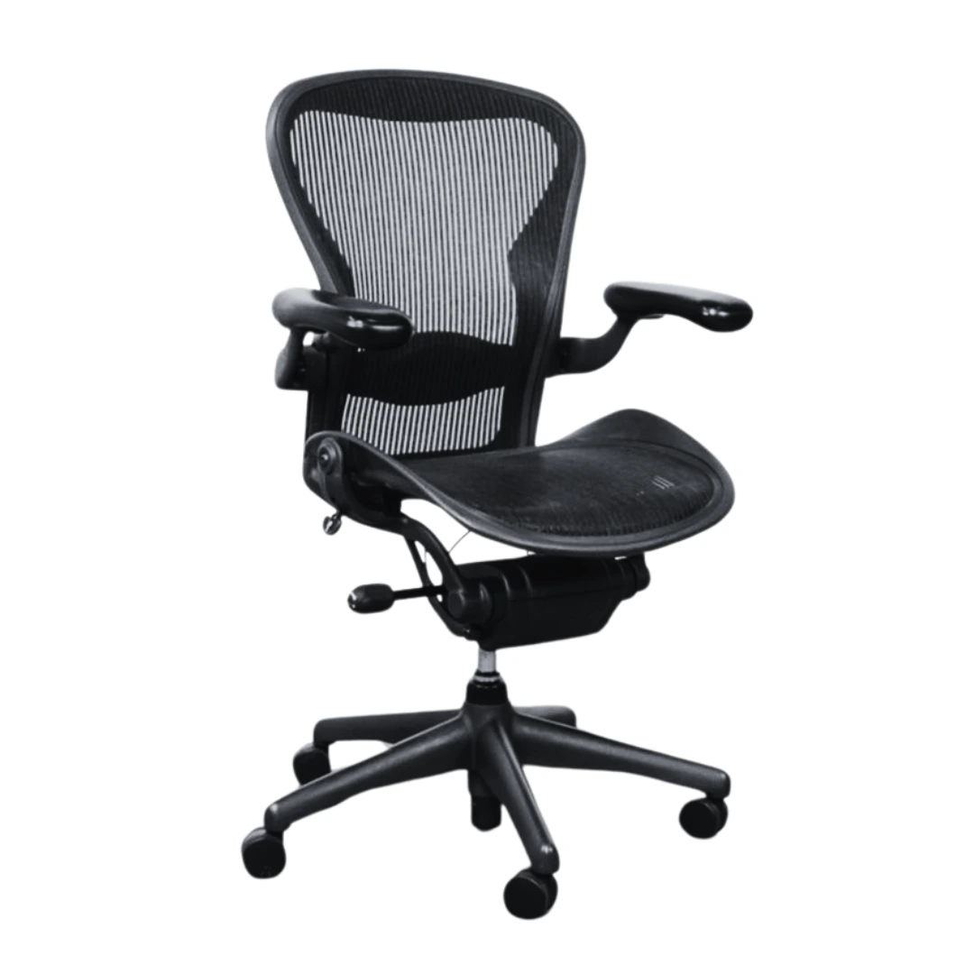 left side view of refurbished herman miller aeron fixed arms