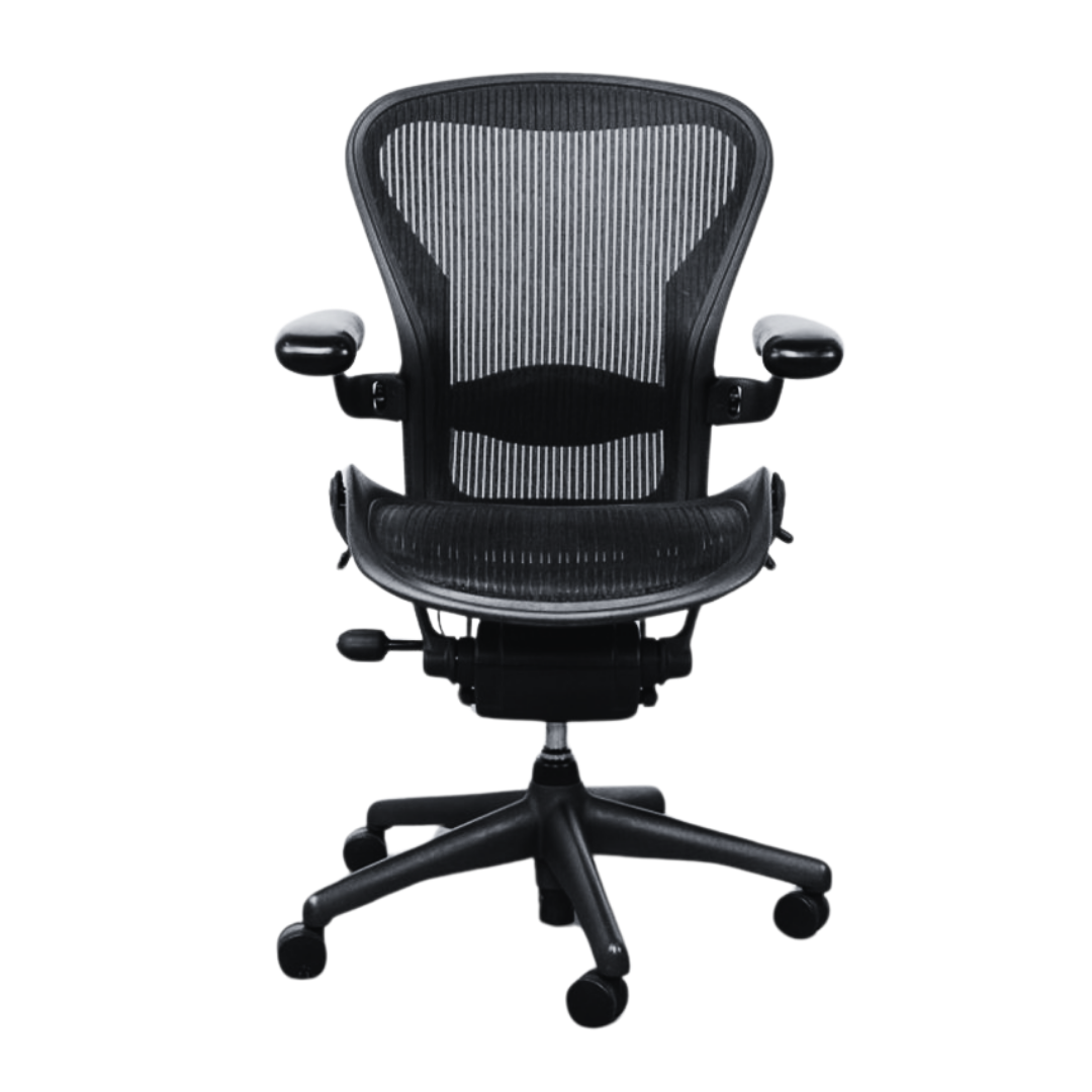 front view of refurbished herman miller aeron size b fully loaded