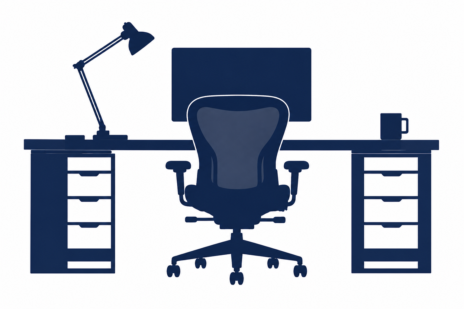 Ergonomic chair with desk drawers