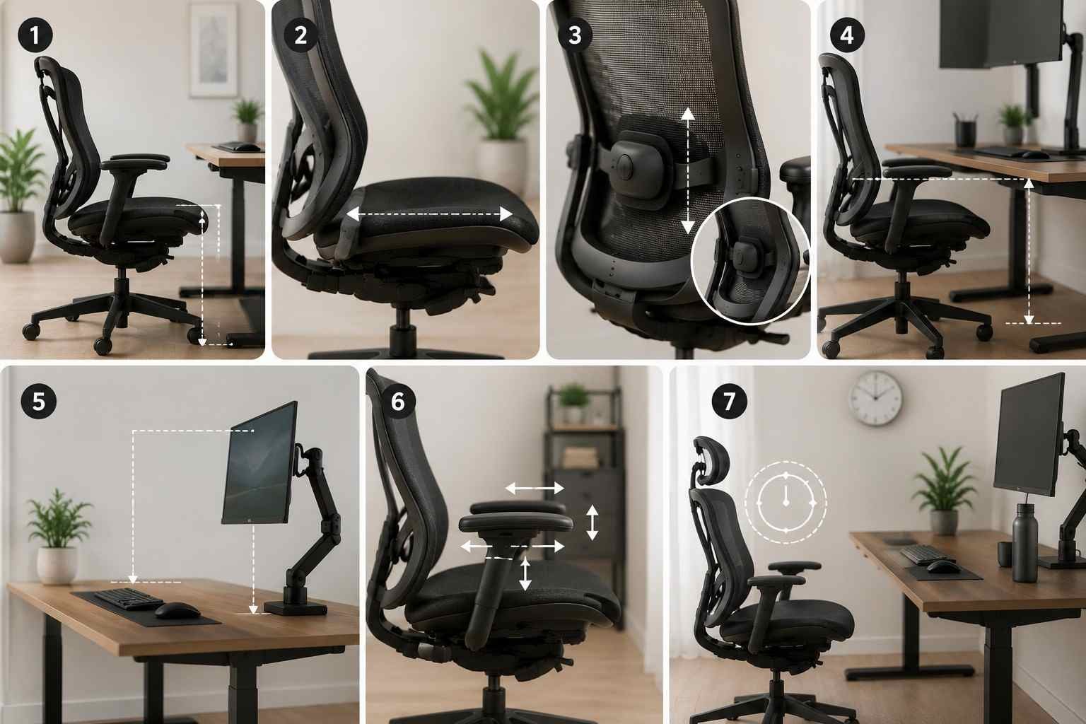 Adjustable office chair for long hours