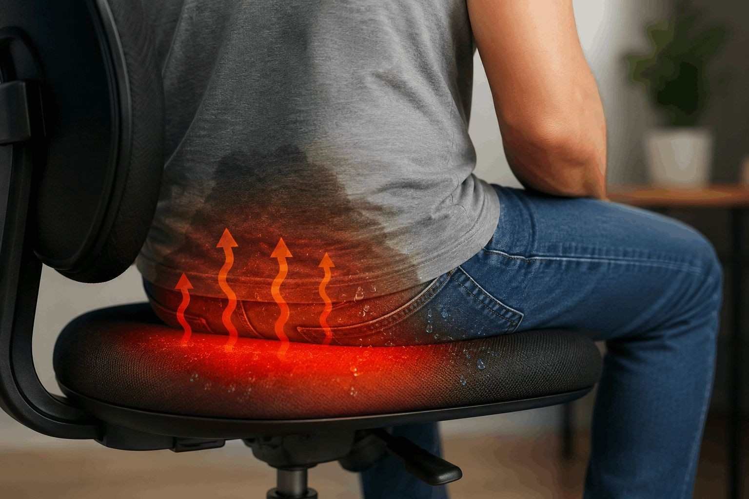 Heat trapped in office chair seat