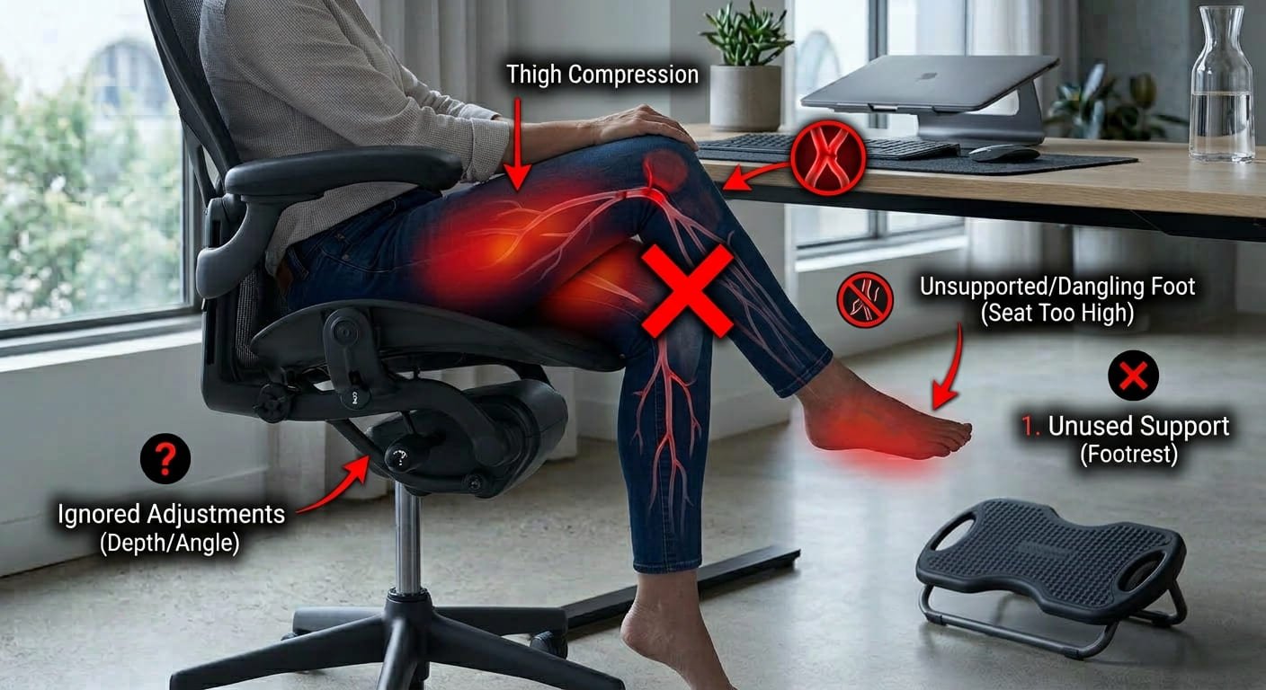 Poor sitting habits that affect leg circulation