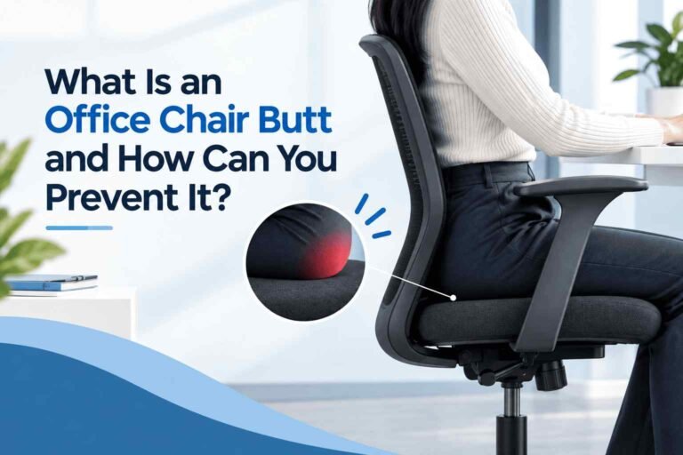 Ergonomic office chair with seated worker