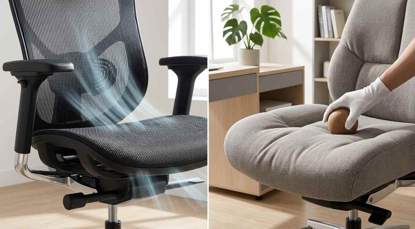 Office chairs with breathable mesh and fabric