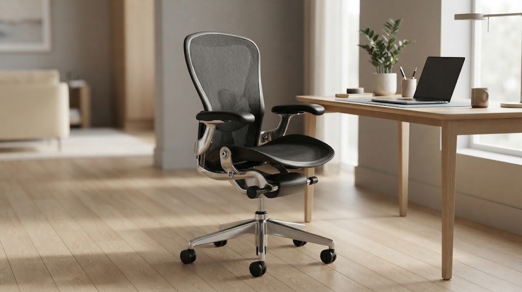 Ergonomic office chair in home workspace